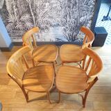 Set of 4 curved wooden bistro chairs