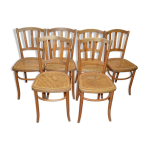 ensemble de 6 chaises de bistrot cannées