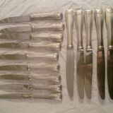 Set of 5 table knives / 9 dessert knives in silver plated mod.shell