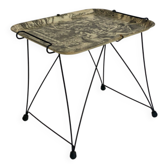 Vintage side tray with toile de Jouy decor