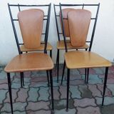 Set of 4 vintage brown leatherette chairs
