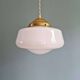 Pair of Art Deco conical white opaline pendant lights, 1920-30