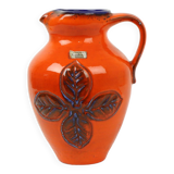 Vase vintage émaillé orange et bleu d'Allemagne de l'Ouest Carstens 116-2L