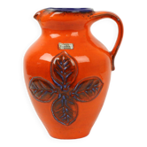 Vase vintage émaillé orange et bleu d'Allemagne de l'Ouest Carstens 116-2L