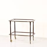 Mahogany brass and glass drinks trolley from italy, circa 1950