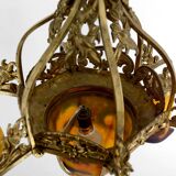 Gilded bronze and blown glass paste chandelier, Muller Frères, Art Deco