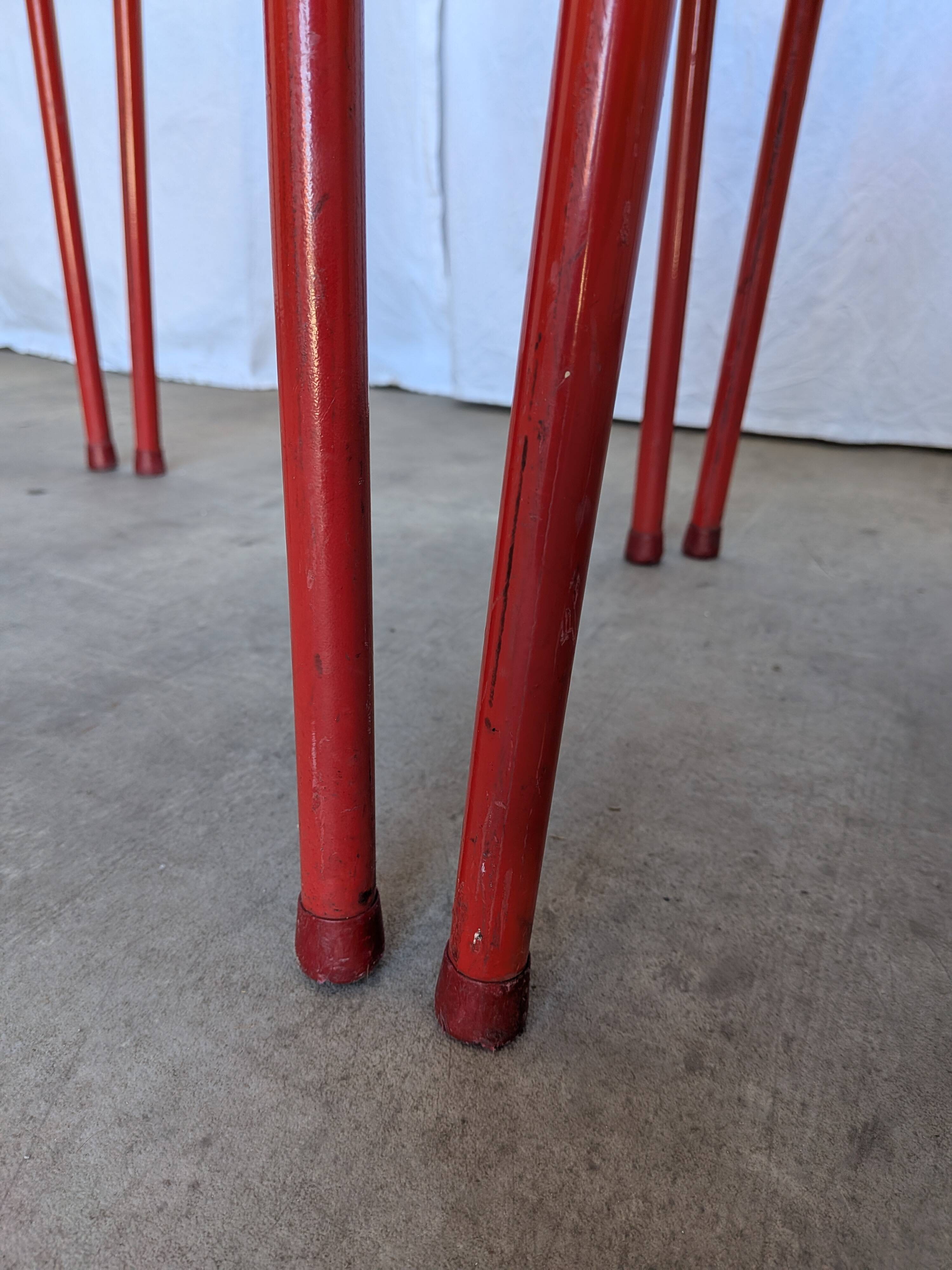 Set of 6 red & black metal chair: space age stackable dining chair baša