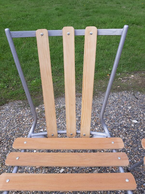 Lot de 4 chaises de bistrot fer et bois