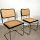 Pair of Marcel Breuer B32 Cesca chairs made in Italy.