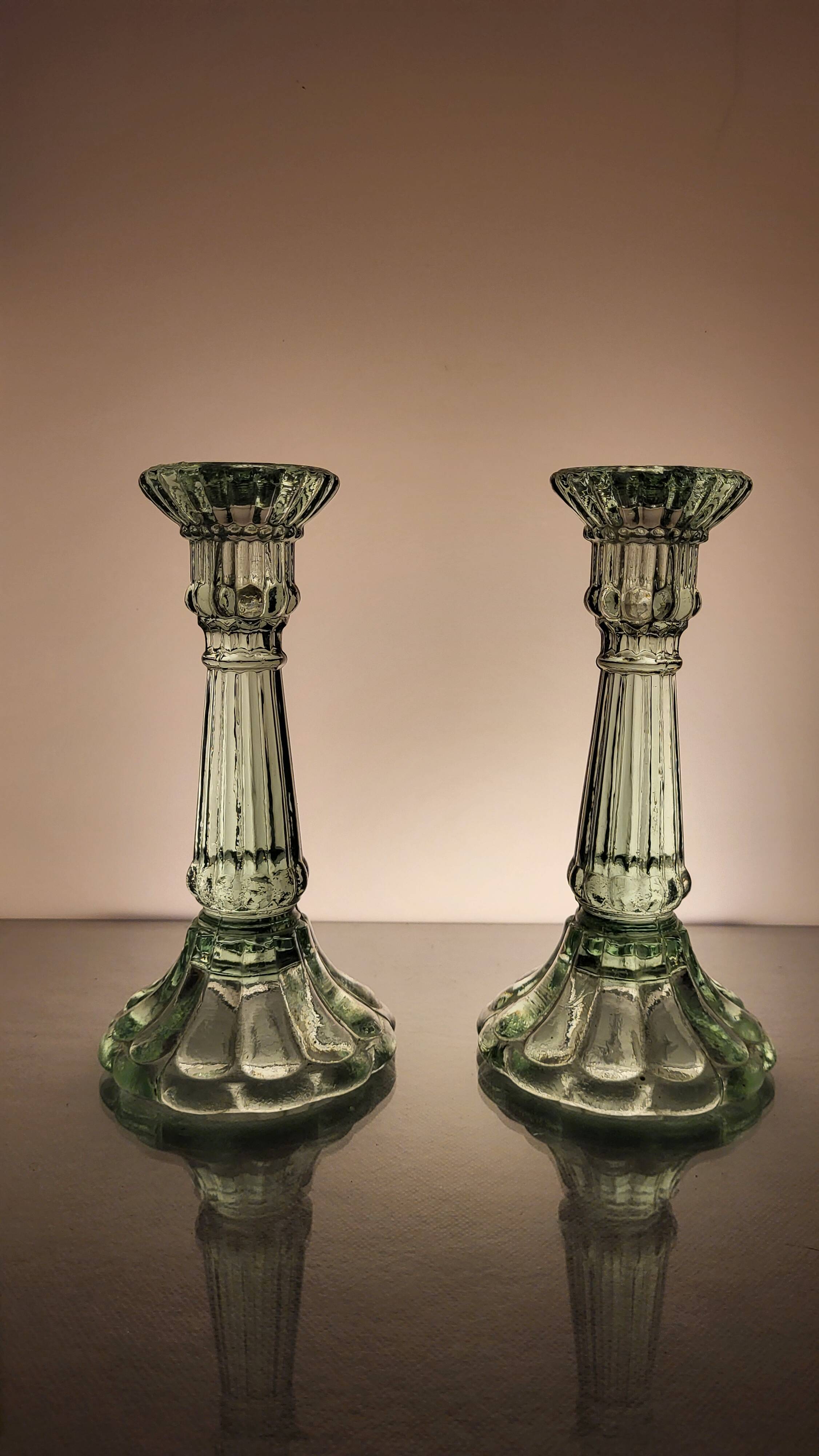 2 Glass candle holders
