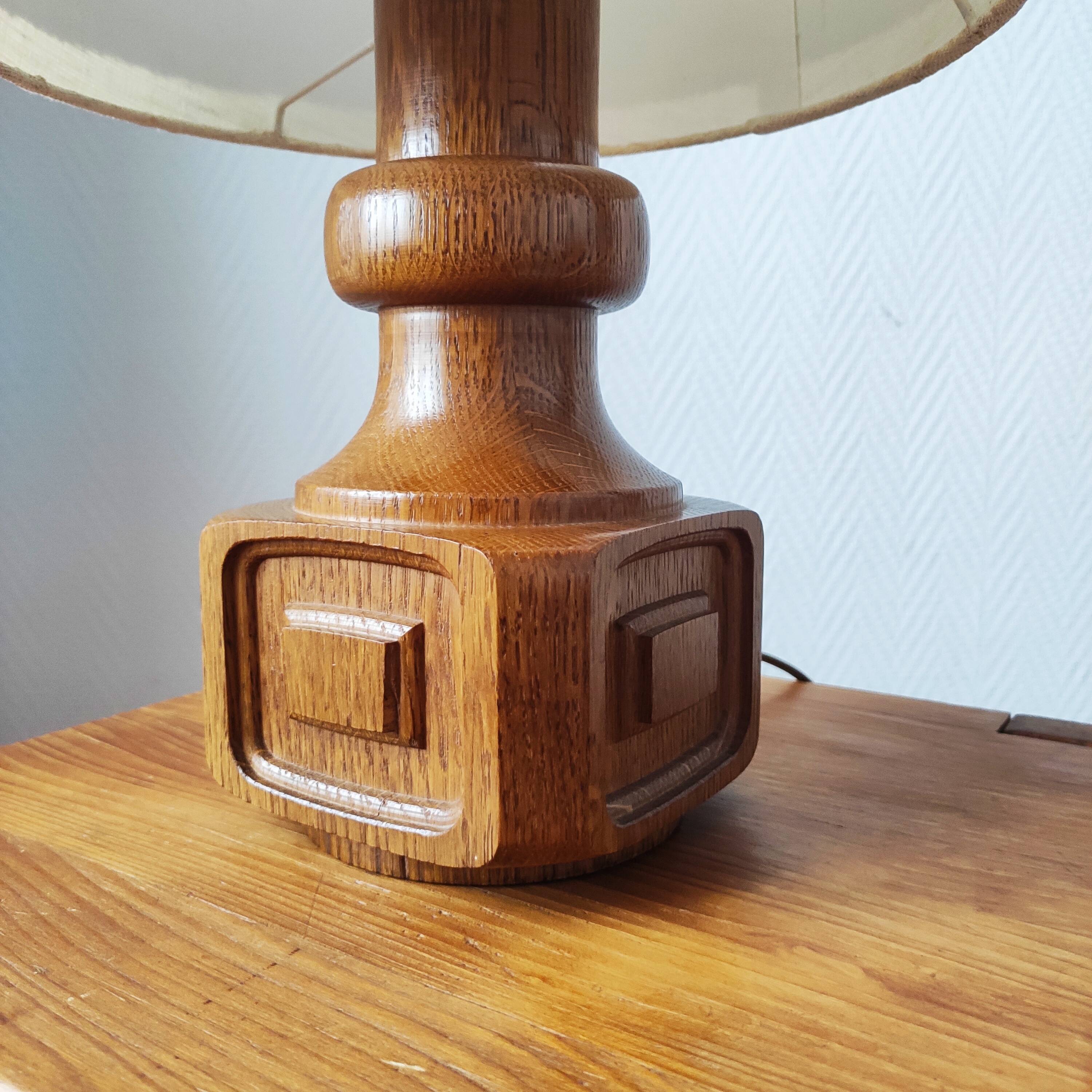 Vintage 70s oak living room lamp