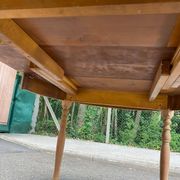 Round extendable dining table Louis Philippe stripped in solid cherry wood 1
