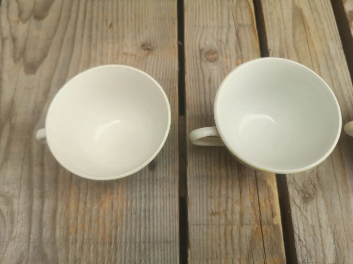 4 badonviller coffee cups colorful and golden decor