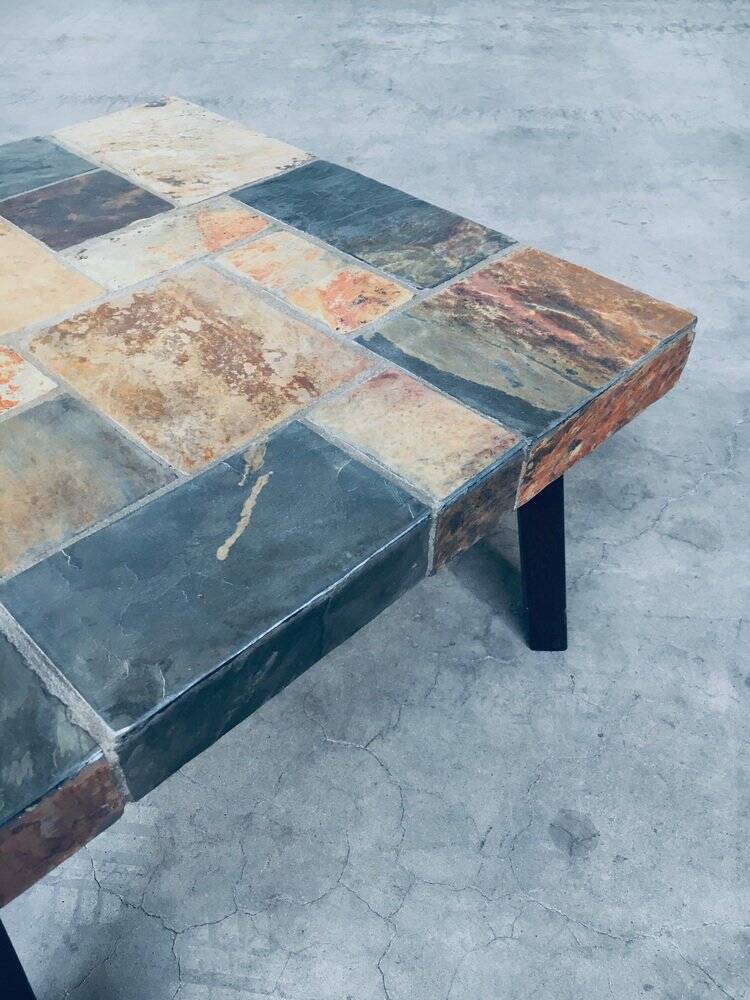 Brutalist Style Coffee Table in Slate Stone, 1970s