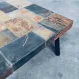Brutalist Style Coffee Table in Slate Stone, 1970s