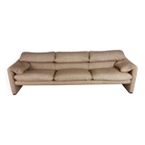 Vico Magistretti "Maralunga" 3-seater re-upholstered full wool sofa for Cassina