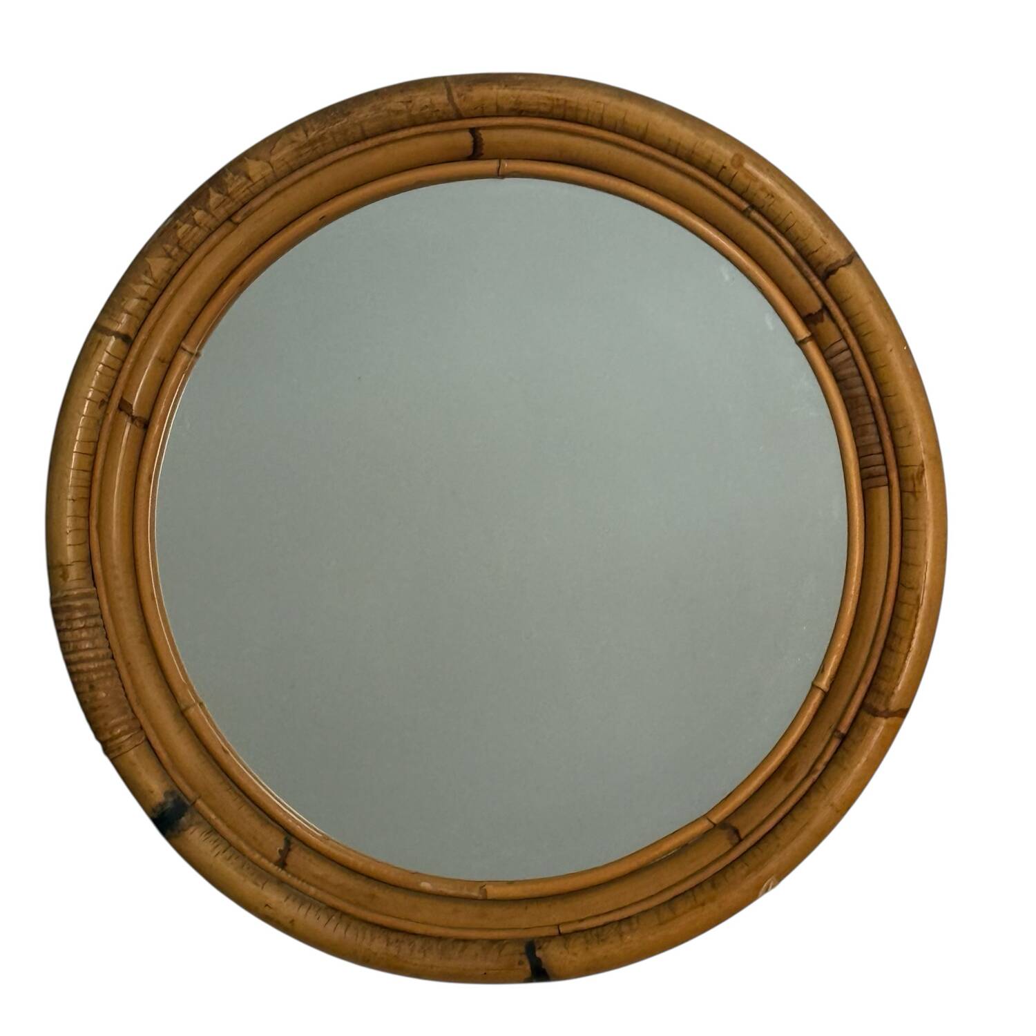 Round rattan mirror from the 60s Spain