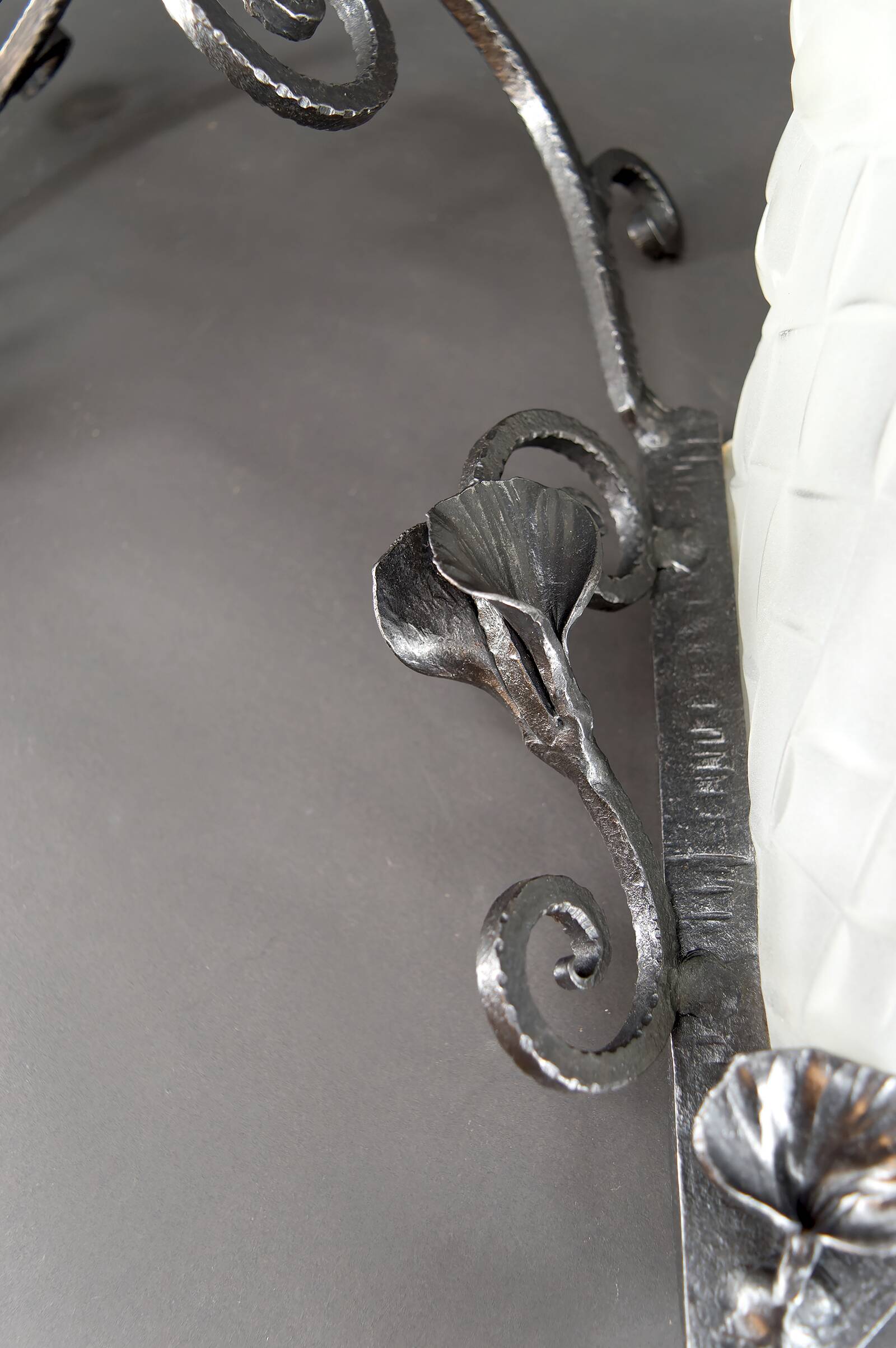 Pair of Wrought Iron Wall Lights by Degué, Art Deco, France, c. 1930