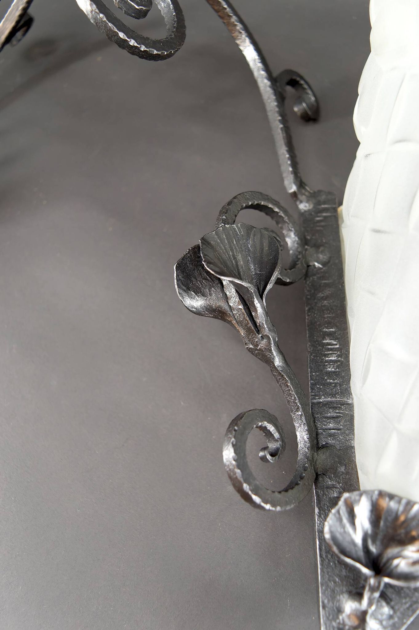 Pair of Wrought Iron Wall Lights by Degué, Art Deco, France, c. 1930