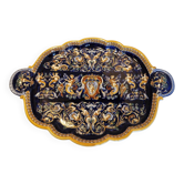 Gien earthenware tray with Italian Renaissance decor in Midnight Blue