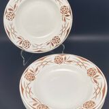 Assiettes creuses Digoin Sarreguemines Fleurs marron – 0924X7