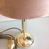 Golden metal lamp and lampshade fishing skin / vintage 70s-80s