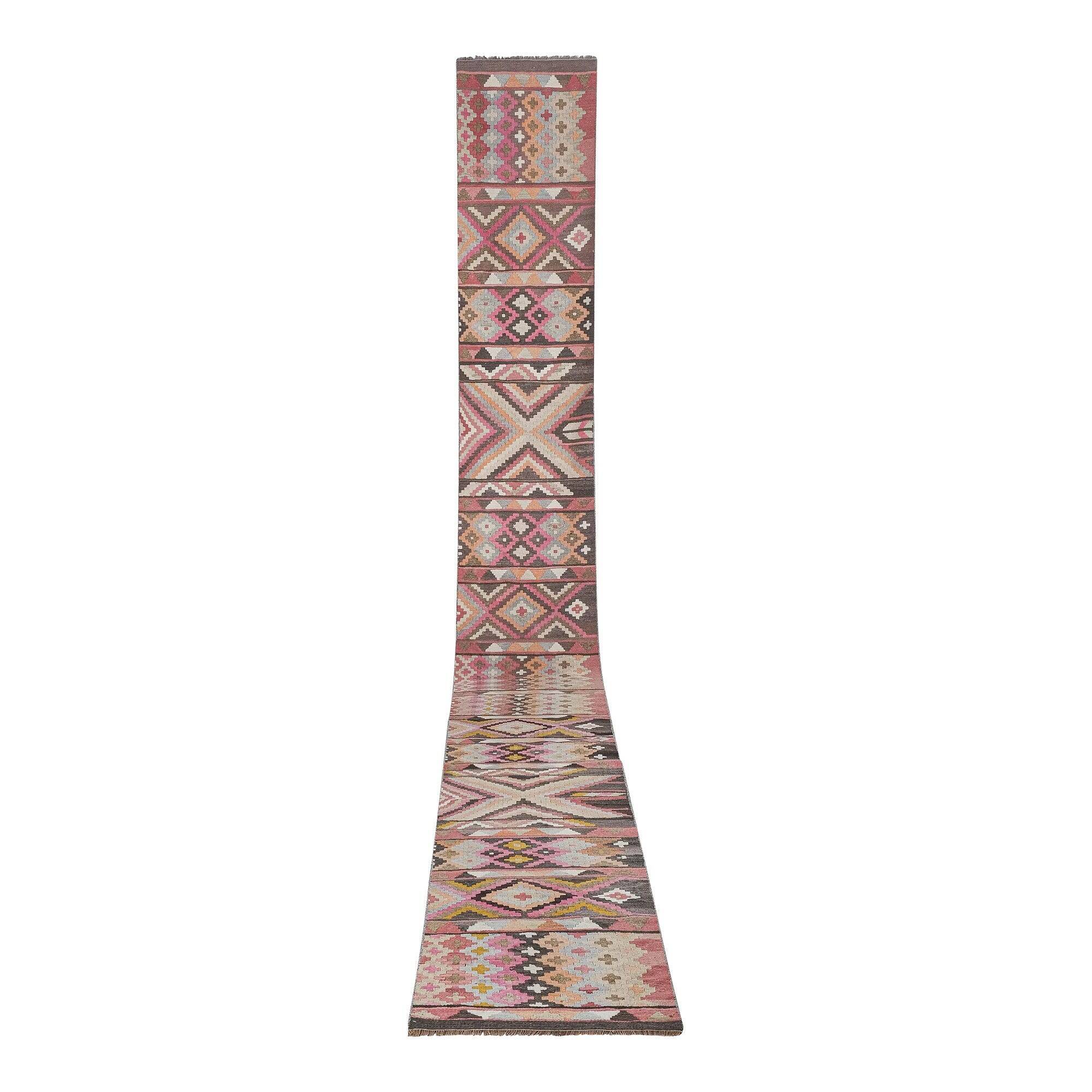 Vintage Turkish hallway rug 74x621 cm