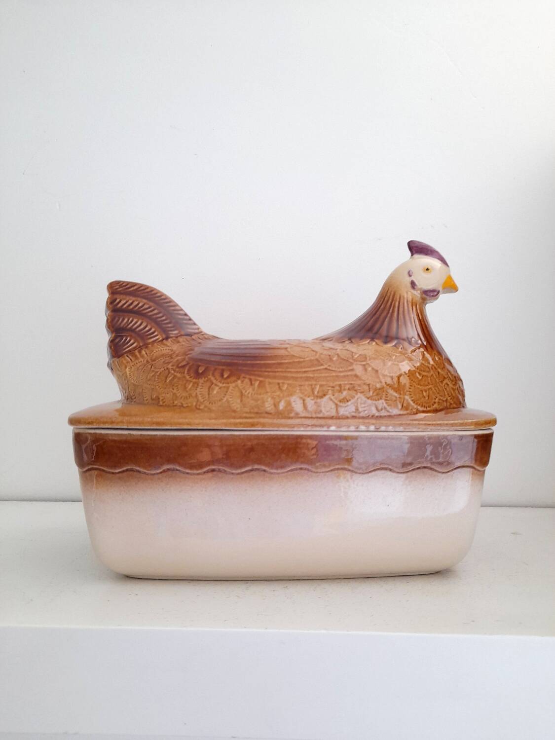 Large earthenware chicken terrine