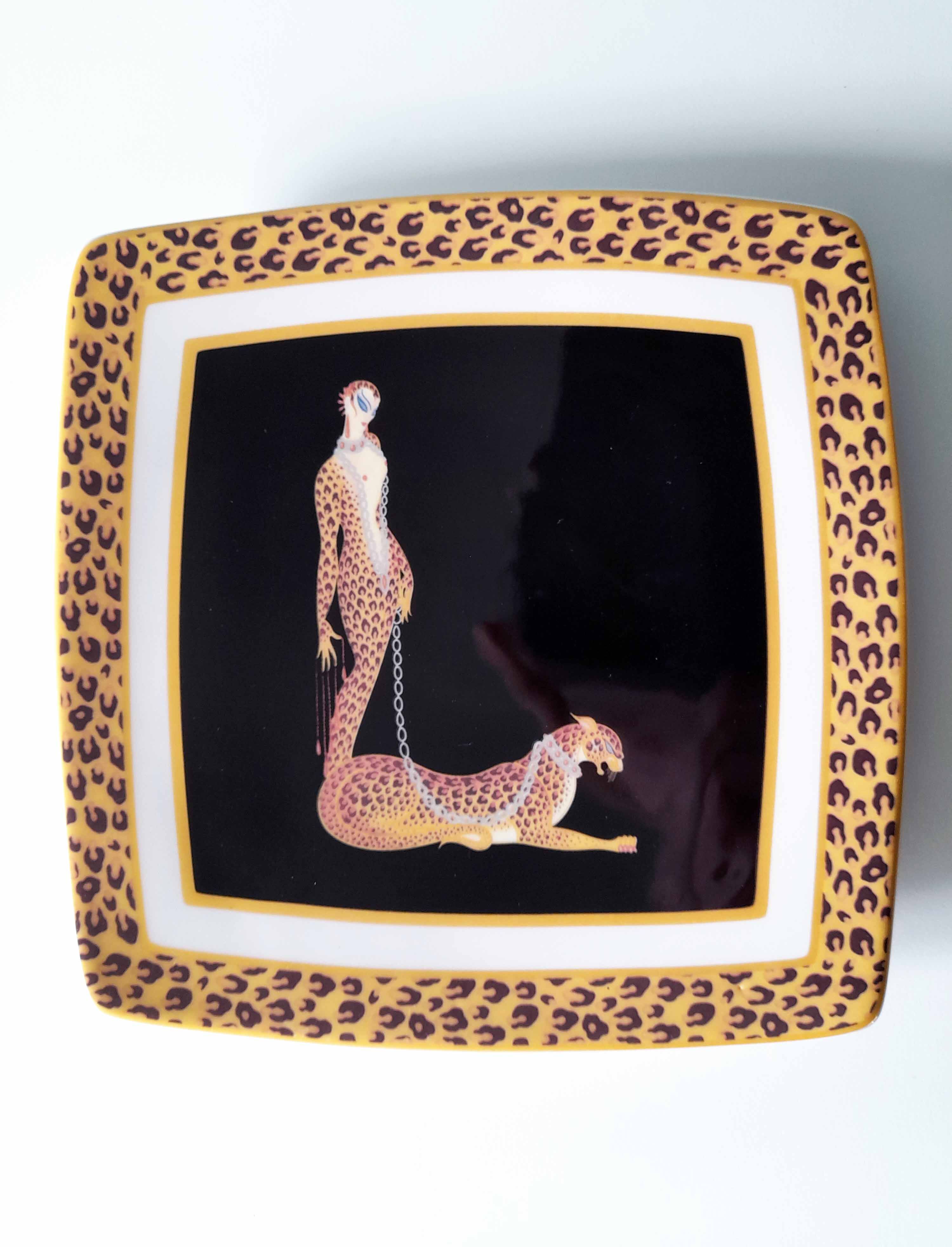 Art deco plate with erte drawing