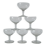 Set of 6 engraved crystal champagne glasses 1950