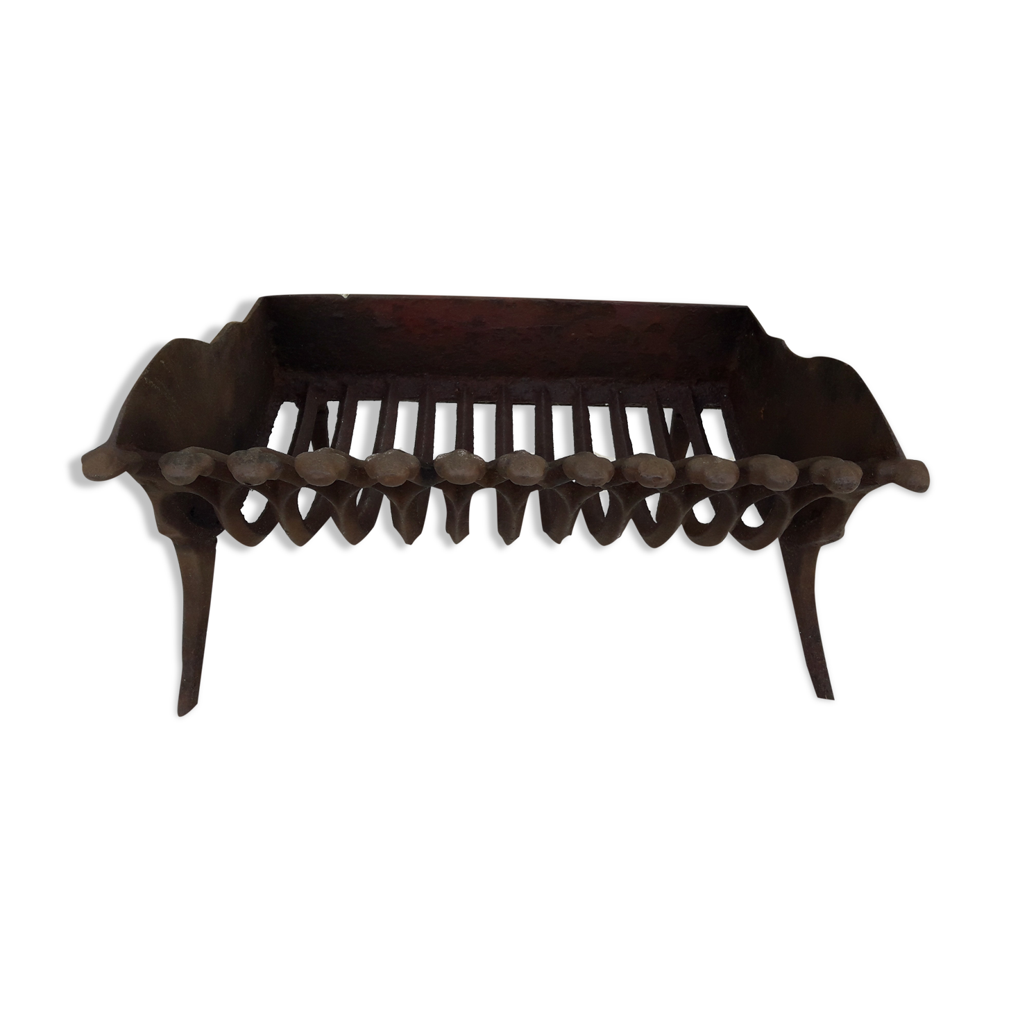 Foyer grille de cheminée  en fonte pour bûches L 38 cm