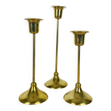 3 Scandinavian style gold-plated brass candle holders