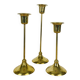 3 Scandinavian style gold-plated brass candle holders