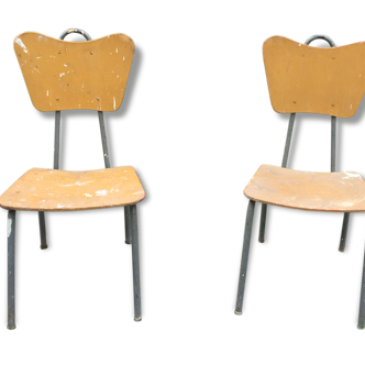 2 chaises Jacques Hitier édition TUBAUTO vintage 1950 à restaurer