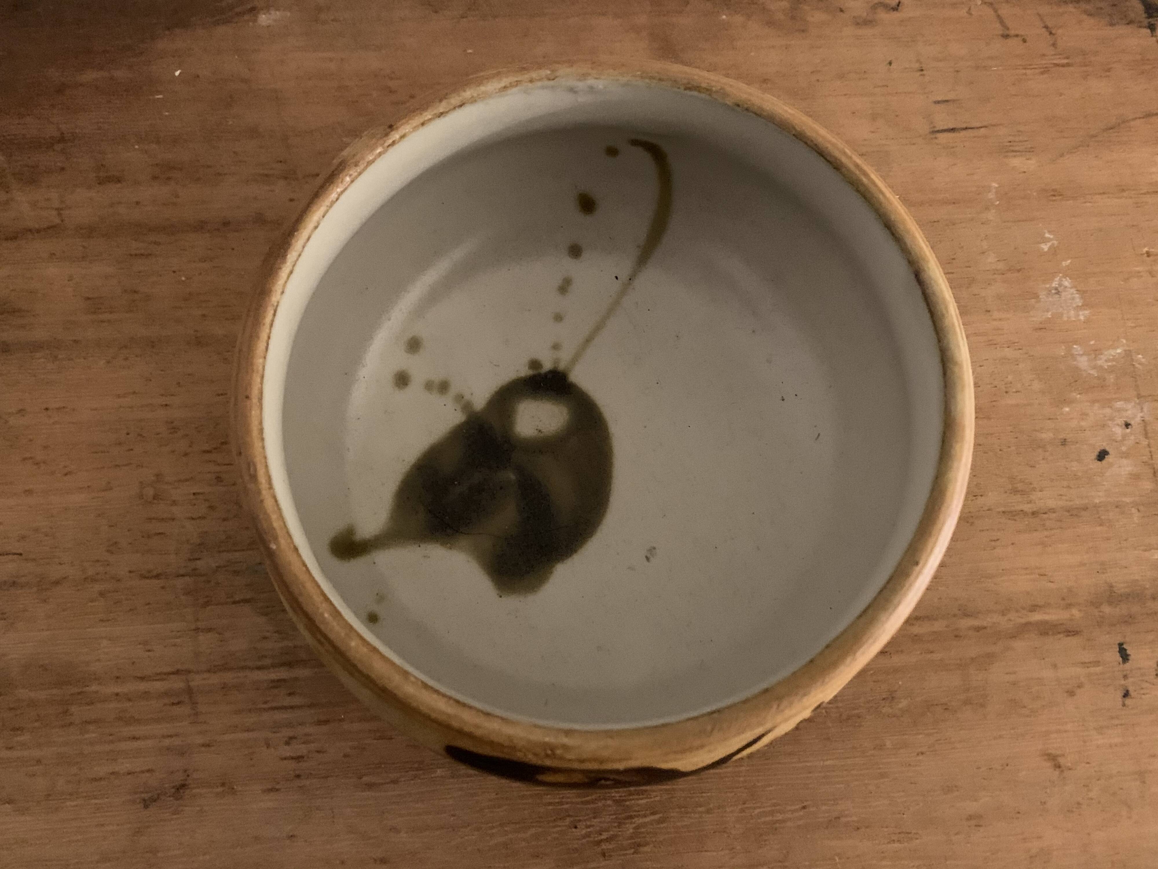 Enamelled sandstone bowl tachist Pottery of the Dove