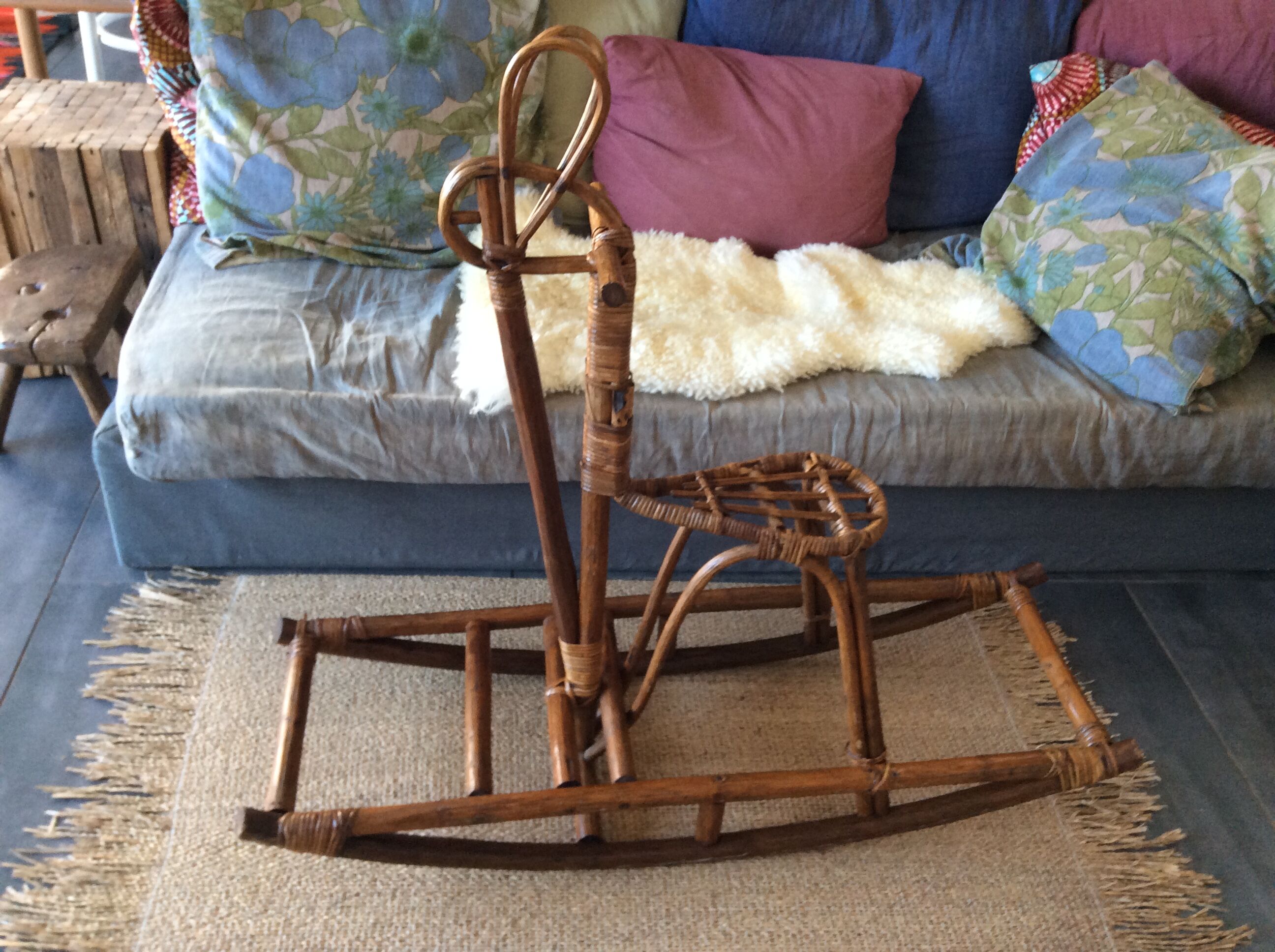 Rattan rocking horse