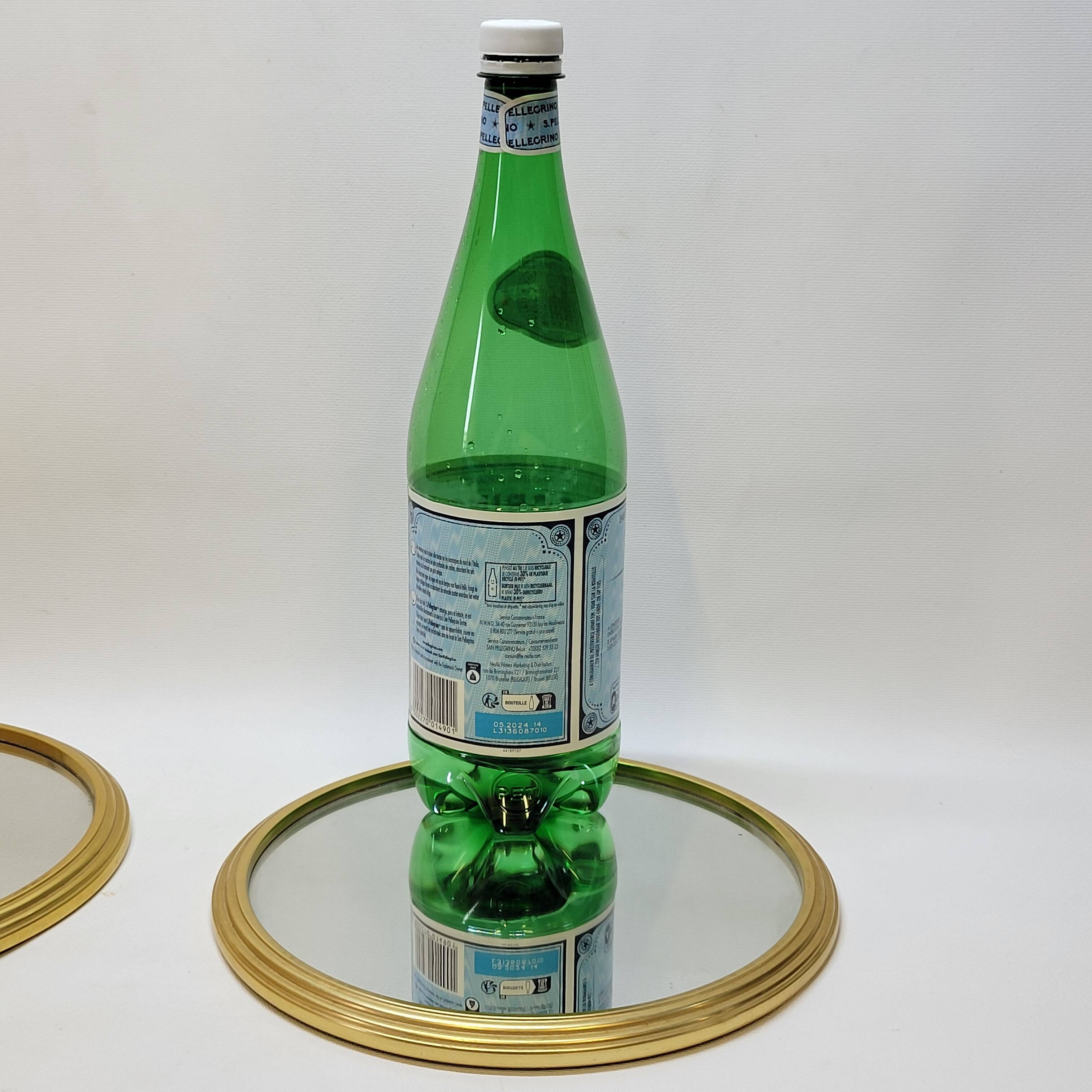 2 Vintage Mirrored and Gold Aluminum Serving Trays