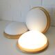 Set of 3 vintage sconces wood glass minimalist wall lamps flush mount light