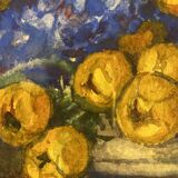 Old painting, still life with flowers, signed Marie Piat (1880-1977)