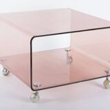 Small coffee table or end table in smoked plexiglass, 1970s