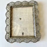 Cadre Vintage en métal argenté Cadre 16 cm x 13 cm Verre CONVEXE