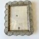 Vintage Metal frame silver plated Frame 16 cm x 13 cm CONVEX glass