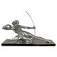 Diane chasseresse Sculpture Art déco en feuille d'argent par Salvatore Melani, 1930