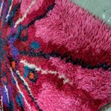 Abstract Scandinavian  Hand-Knotted High Pile Rya Rug Carpet, Sweden, 1960s
