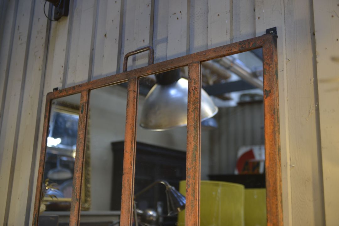 Metal industrial window mirror 102x108cm