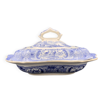 David Johnston - Fine earthenware vegetable dish from Bordeaux blue Turkish service circa 1840