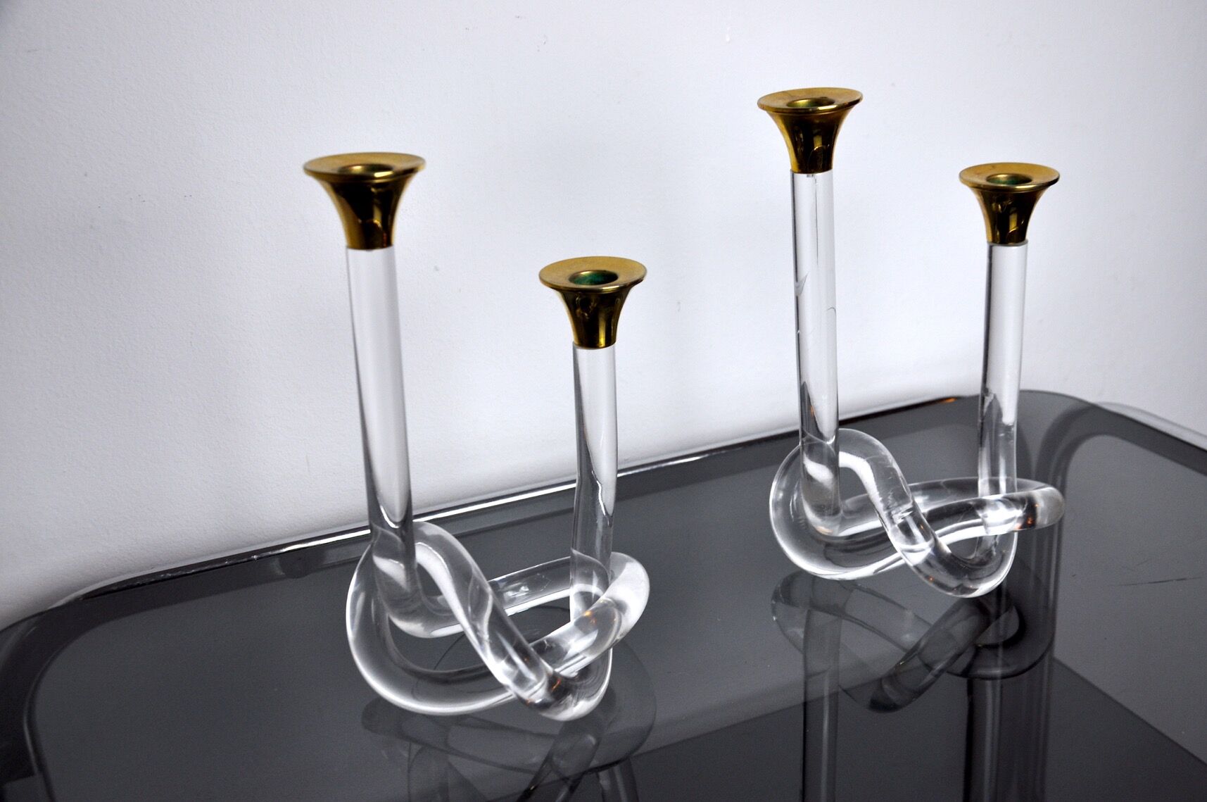 Pair of candle holders Dorothy Thorpe, lucite, 1970