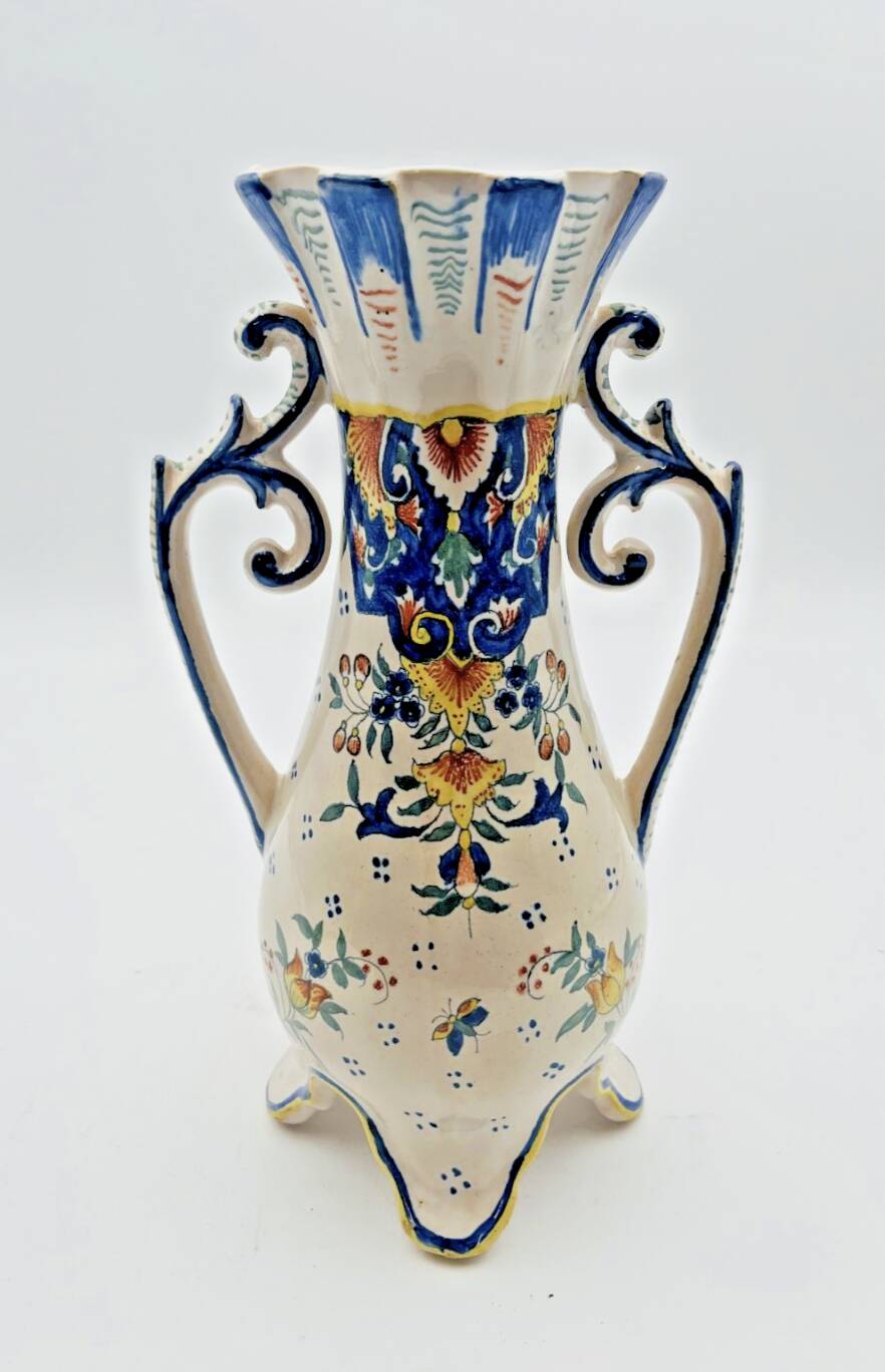 Small vase with floral decoration from Rouen