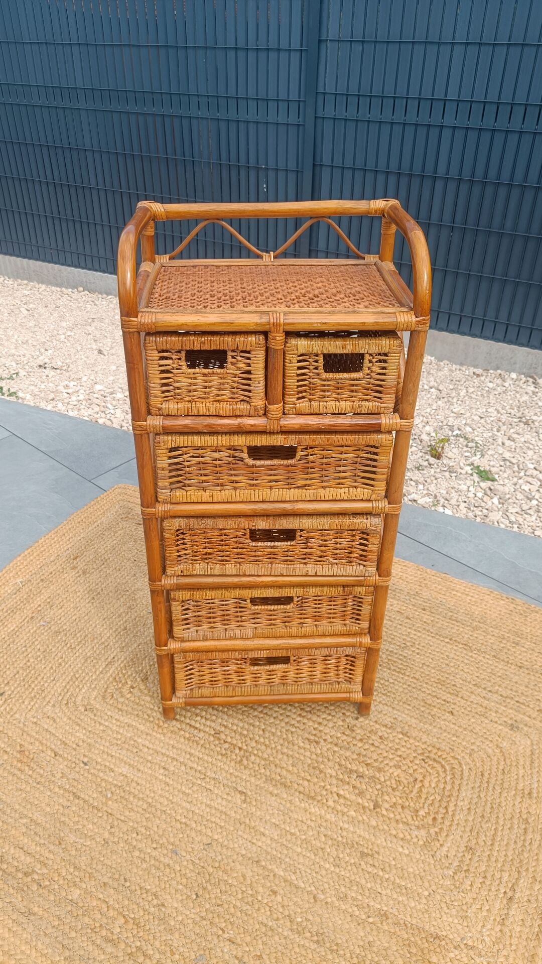 Chiffonnier commode en rotin
