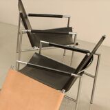 Pair of "SZ02" black leather armchairs by Martin Visser for Spectrum 60's